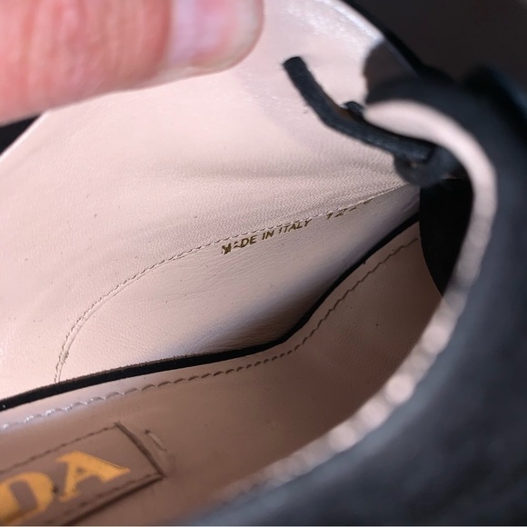 Prada Black Suede Leopard Print Calf Hair Peep Toe Wedges - Picture 9 of 10